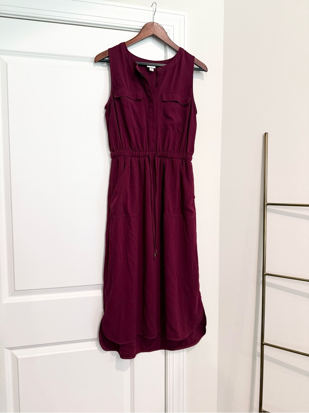Merona Sleeveless Wine Midi Dress with Drawstring Waist
